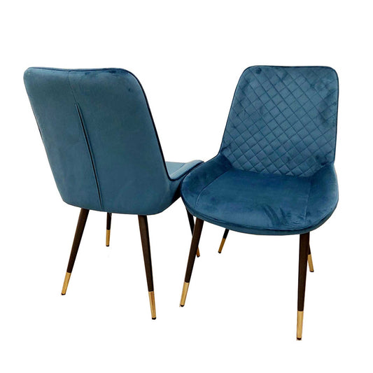 Luna Navy Blue Velvet Dining Chairs in Pairs
