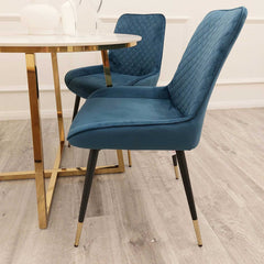 Luna Navy Blue Velvet Dining Chairs in Pairs