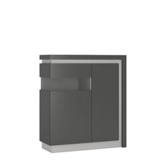 Lyon 2 Door Designer Cabinet (LH) in Platinum/Light Grey Gloss - Furniture One Shop