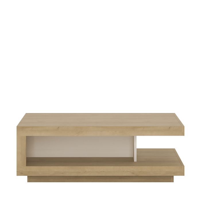 Lyon Designer Coffee Table in Riviera Oak/White High Gloss - Furniture One Shop