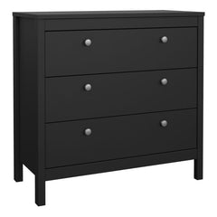 Madrid Chest 3 drawers in Matt Black - Furniture One Shop