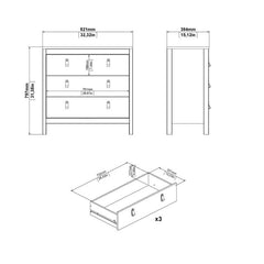 Madrid Chest 3 drawers in Matt Black - Furniture One Shop