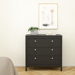 Madrid Chest 3 drawers in Matt Black - Furniture One Shop