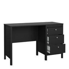 Madrid Desk 3 drawers Matt Black - Furniture One Shop