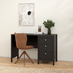 Madrid Desk 3 drawers Matt Black - Furniture One Shop