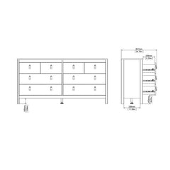 Madrid Double dresser 4+4 drawers in Matt Black