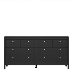 Madrid Double dresser 4+4 drawers in Matt Black