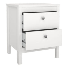 Madrid Package - Bedside Table 2 drawers + Chest 3+2 drawer + Wardrobe with 2 doors in White - Furniture One Shop