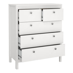 Madrid Package - Bedside Table 2 drawers + Chest 3+2 drawer + Wardrobe with 2 doors in White - Furniture One Shop