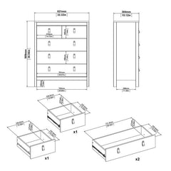 Madrid Package - Bedside Table 2 drawers + Chest 3+2 drawer + Wardrobe with 2 doors in White - Furniture One Shop