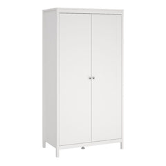 Madrid Package - Bedside Table 2 drawers + Chest 3+2 drawer + Wardrobe with 2 doors in White - Furniture One Shop