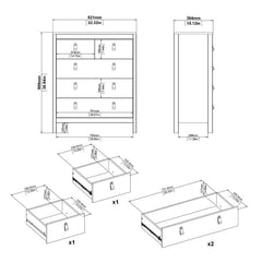 Madrid Package - Bedside Table 2 drawers + Chest 3+2 drawer + Wardrobe with 3 doors in White