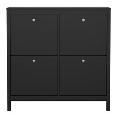 Madrid Shoe Cabinet 4 Flip Down Doors in Matt Black