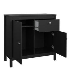 Madrid Sideboard 2 Doors 1 Drawer in Matt Black - Furniture One Shop