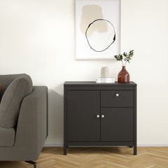 Madrid Sideboard 2 Doors 1 Drawer in Matt Black - Furniture One Shop