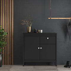 Madrid Sideboard 2 Doors 1 Drawer in Matt Black - Furniture One Shop