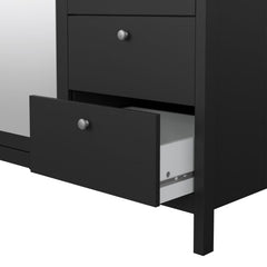 Madrid Wardrobe with 2 Doors 1 Mirror Door 2 Drawers Matt Black