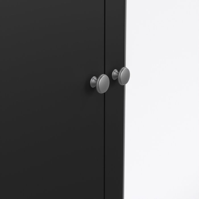 Madrid Wardrobe with 2 Doors 1 Mirror Door 2 Drawers Matt Black