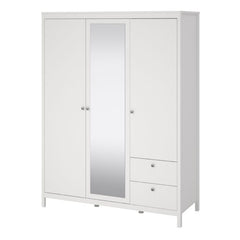 Madrid Wardrobe with 2 Doors 1 Mirror Door 2 Drawers White - Furniture One Shop