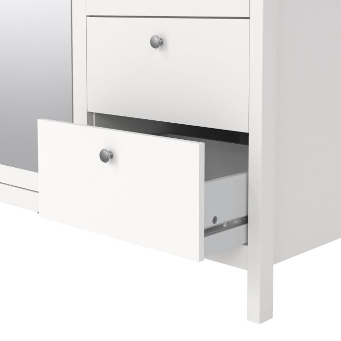 Madrid Wardrobe with 2 Doors 1 Mirror Door 2 Drawers White