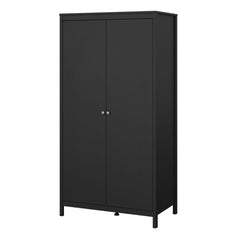 Madrid Wardrobe with 2 Doors in Matt Black - Furniture One Shop