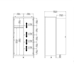 Madrid Wardrobe with 2 Doors in Matt Black - Furniture One Shop