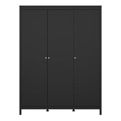 Madrid Wardrobe with 3 Doors in Matt Black