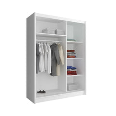 Maja Wooden Wardrobe 150cm With 1 Mirror Sliding Doors In White Matt