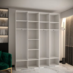 Manhattan Four Hinged Door Wooden Wardrobe 200cm in White