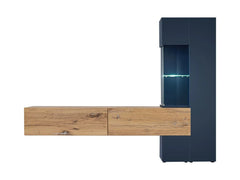 Marino Wooden Entertainment Unit in Navy & Oak Flagstaff - Furniture One Shop