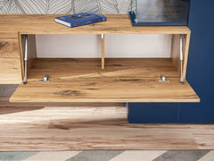 Marino Wooden Entertainment Unit in Navy & Oak Flagstaff - Furniture One Shop