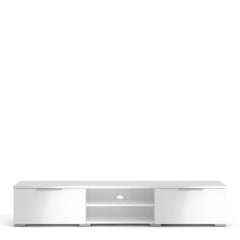 Match TV Unit 2 Drawers 2 Shelf in White High Gloss - Furniture One Shop