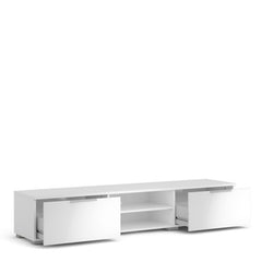 Match TV Unit 2 Drawers 2 Shelf in White High Gloss - Furniture One Shop