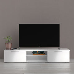 Match TV Unit 2 Drawers 2 Shelf in White High Gloss - Furniture One Shop