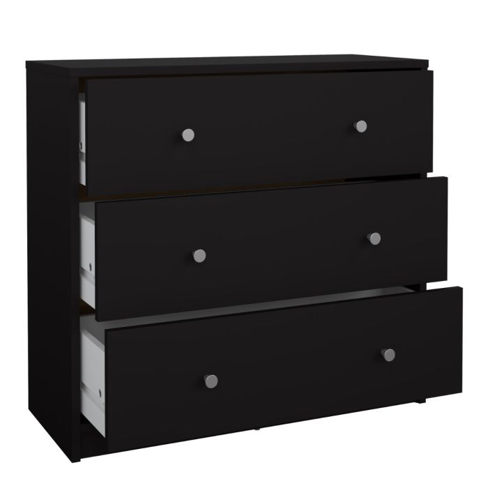 May Chest of 3 Drawers in Black - UK