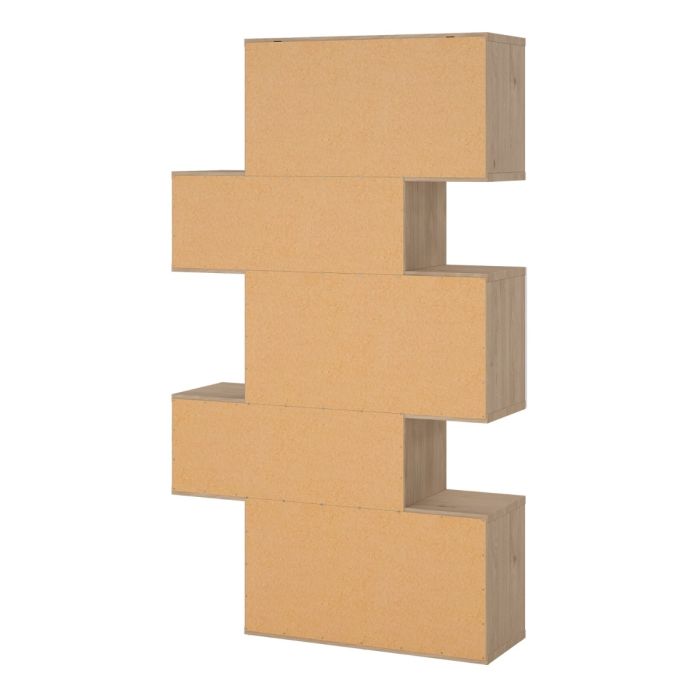 Maze Asymmetrical Bookcase with 3 Doors in Jackson Hickory and White High Gloss - UK