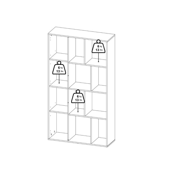 Maze Bookcase with 1 Door in Jackson Hickory and White High Gloss - UK