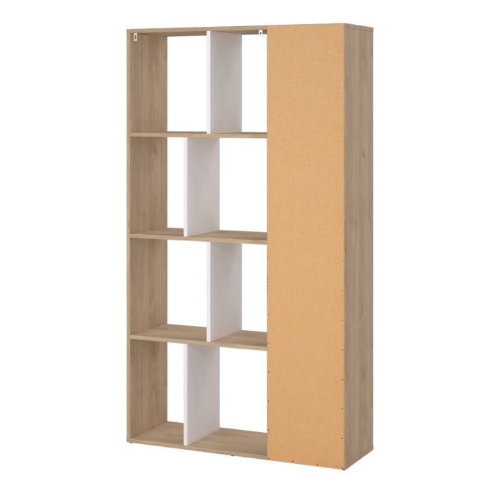 Maze Bookcase with 1 Door in Jackson Hickory and White High Gloss - UK