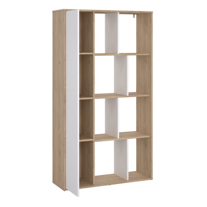 Maze Bookcase with 1 Door in Jackson Hickory and White High Gloss - UK