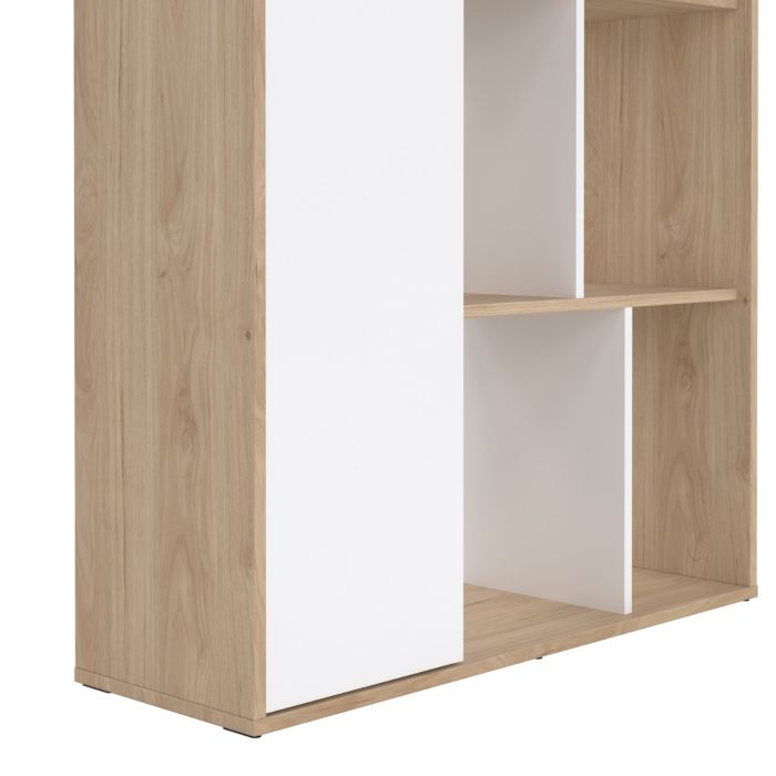 Maze Bookcase with 1 Door in Jackson Hickory and White High Gloss - UK
