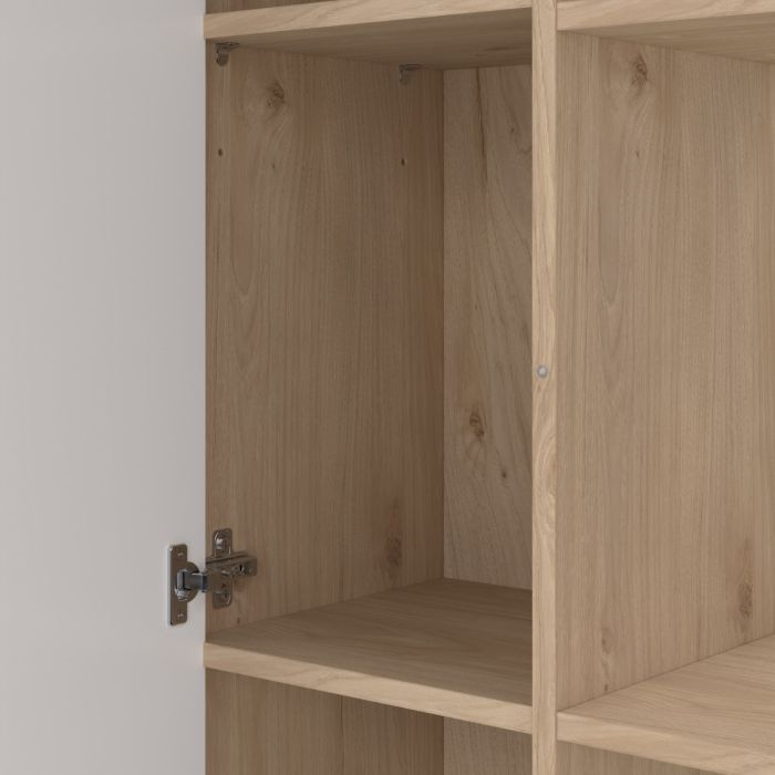 Maze Bookcase with 1 Door in Jackson Hickory and White High Gloss - UK