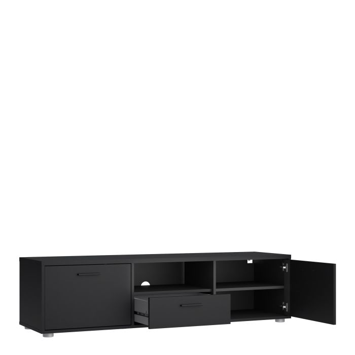 Media TV-unit with 2 doors 1 drawer 147 cm Black - UK
