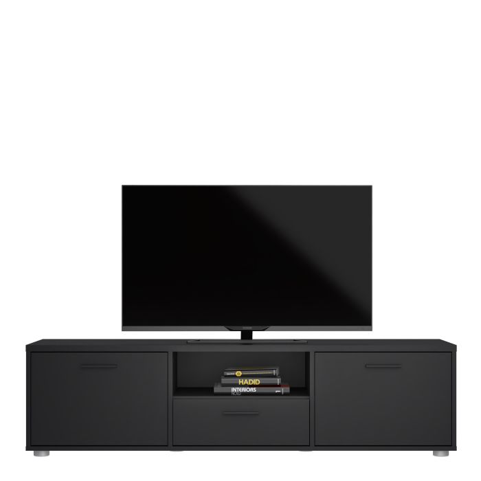 Media TV-unit with 2 doors 1 drawer 147 cm Black - UK