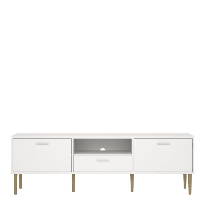 Media TV-Unit with 2 Doors 1 Drawer in White - UK