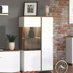 Merlot White Gloss Oak Effect Low Display Cabinet