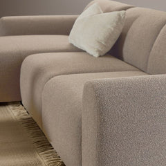 Midfield Fabric Left Hand 3 Seater Corner Sofa In Beige - Furniture One Shop