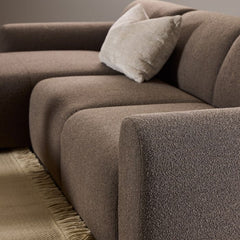 Midfield Fabric Left Hand 3 Seater Corner Sofa In Taupe - Furniture One Shop