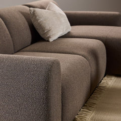 Midfield Fabric Right Hand 3 Seater Corner Sofa In Taupe - Furniture One Shop