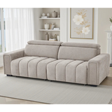 Molly Electric Sofa Bed In Beige Fabric 3 Seater with Power Sliding Seats