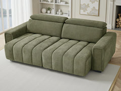 Molly Electric Sofa Bed In Green Fabric 3 Seater with Power Sliding Seats